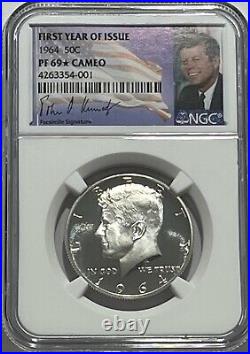 1964 Ngc Pf69 Star Cameo 90% Silver Proof Kennedy Half Dollar White Coin 50c