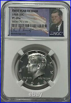 1964 Ngc Pf69 Star Silver Proof Kennedy First Year Of Issue Half Jfk Coin Sign