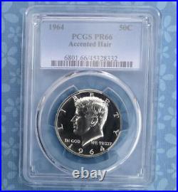 1964 PCGS PR 66 Accented Hair Kennedy Silver Half Dollar, Variety 50-Cent Coin