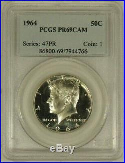 1964 PCGS PR-69-CAM Kennedy half dollar SILVER proof GEM Blast White