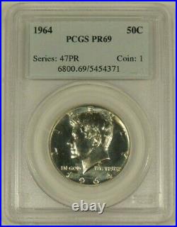 1964 PCGS PR-69 Kennedy half dollar SILVER proof GEM Blast White