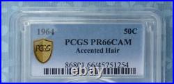 1964 PCGS Proof 66 Cameo Accented Hair Silver Kennedy Half Dollar, Gem PR 66 Cam