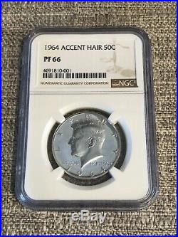 1964 PF66 Accent Hair Kennedy Half Dollar Silver Proof NGC Graded