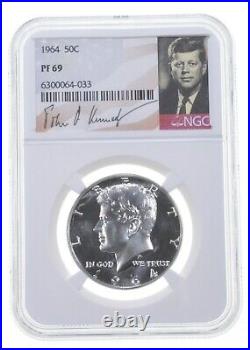 1964 PF69 Proof Kennedy Half Dollar NGC Graded White Coin Spot Free PR 0421