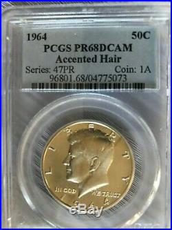 1964 P Accented Hair Silver Kennedy Half Dollar PCGS PF 68 DCAM
