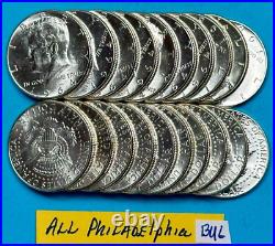1964 P Kennedy Half Dollar BU Roll of 20 BU Coins Silver Half Dollar Lot #BU6