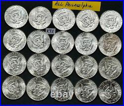 1964 P Kennedy Half Dollar Roll AU/BU Roll Of 20 Coins All 90% Silver Halves