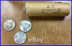1964-P Silver Kennedy Half Dollar BU DOUBLE ROLL $20 40 Coins OBW Shotgun roll