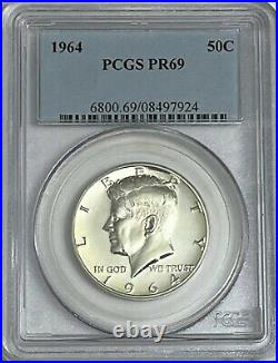 1964 Pcgs Pr69 Silver Proof Kennedy Half Dollar Bright White Coin 50c