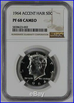 1964 Proof Kennedy Half Dollar 50c Accent Hair Ngc Certified Pr Pf 68 Cameo 002