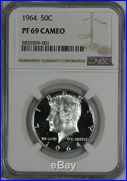 1964 Proof Kennedy Half Dollar 50c Ngc Certified Pr Pf 69 Cameo (001)