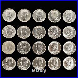 1964 Roll of 20 UNC 90% Silver Kennedy Half Dollars Free Shipping USA