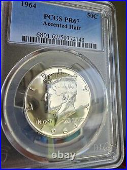 1964 Silver ACCENTED HAIR 50c PR67 PCGS KENNEDY HALF