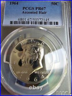 1964 Silver ACCENTED HAIR 50c PR67 PCGS KENNEDY HALF