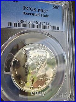 1964 Silver ACCENTED HAIR 50c PR67 PCGS KENNEDY HALF