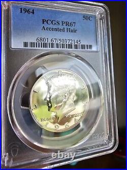 1964 Silver ACCENTED HAIR 50c PR67 PCGS KENNEDY HALF