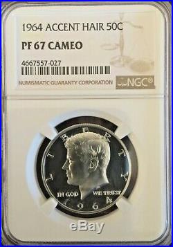 1964 Silver Kennedy Accented Hair-NGC Pr 67 Cameo-Bright, Clear, Heavy Cameo