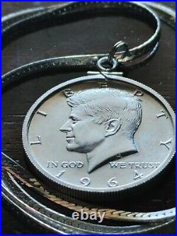 1964 Silver Kennedy Half Dollar on a 30 Italy Sterling Silver Flat Chain