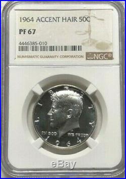 1964 Silver NGC PF67 RARE ACCENTED HAIR VARIETY John F. Kennedy Half 50c Proof