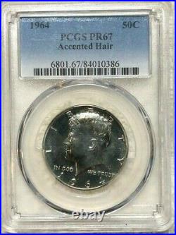 1964 Silver PCGS PR67 RARE ACCENTED HAIR VARIETY John F. Kennedy Half 50c Proof