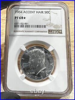 1964 Silver Proof Accented Hair Kennedy Half Dollar NGC PF68? , Free Shipping