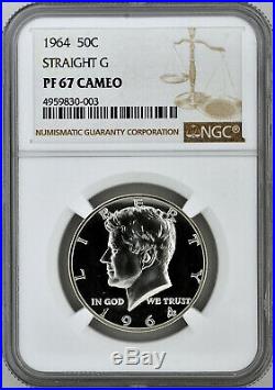 1964 Straight G 50c Silver Proof Kennedy Half Dollar NGC PF 67 Cameo