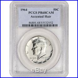 1964 US Kennedy Silver Half Dollar Proof 50C PCGS PR68 CAM Accented Hair