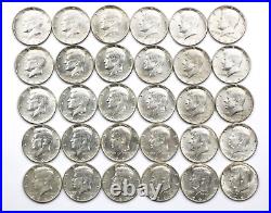 1964-p Kennedy Half Dollar Lot Of 30 90 % Silver Halves Bu