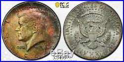 1964-p USA Silver Kennedy Half Dollar Pcgs Ms64 Unc Monster Color Toned Bu (dr)
