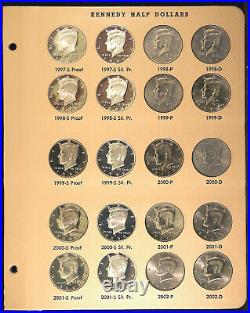 1964 thru 2002 D Kennedy Half Dollars, PDSS All BU +Silver Proofs Dansco Album