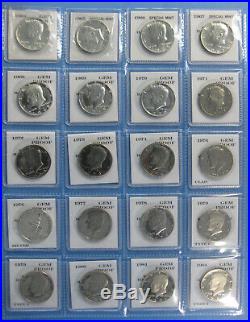 1964 to 2019 Proof Kennedy Half Dollar 58pc Set with Type 2 issues and 76 Silver