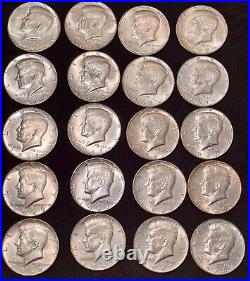 1965-1969 Kennedy Half Dollar Lot of 20 Coins 40% Silver AU/UNC