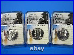 1965,66,67 P SMS 3-Coin Set, Silver Kennedy Half Dollars NGC Ms 68 Tomaska Sig