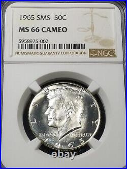1965 SMS Silver Kennedy Half Dollar NGC MS66 CAMEO