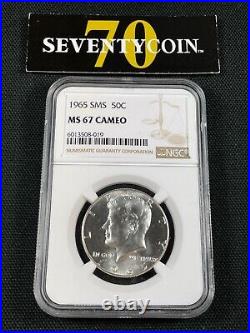 1965 Sms Kennedy Half Dollar Ngc Ms67 Cameo Silver