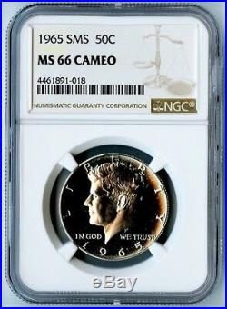 1965 Sms Ngc Ms66 Cameo Silver Kennedy Half Dollar 50c! Ngc Price Guide=$235