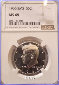 1965 Sms Ngc Ms 68 Silver Kennedy Half Dollar 2-sided Cameo Near Perfect