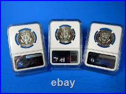 1965 to 1967 SMS 3-Coin Silver Kennedy Half Dollar Set NGC Ms 68 Gorgeous Set