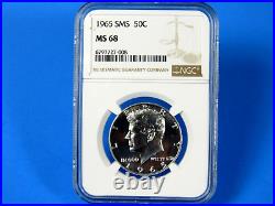 1965 to 1967 SMS 3-Coin Silver Kennedy Half Dollar Set NGC Ms 68 Gorgeous Set