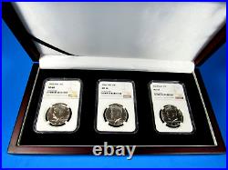 1965 to 1967 SMS 3-Coin Silver Kennedy Half Dollar Set NGC Ms 68 Gorgeous Set