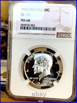 1966 Kennedy FS-103 Double Die Obverse NGC SMS 68 FS-103 Cameo Rare Variety