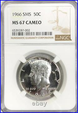 1966 NGC MS67 CAMEO Silver Kennedy JFK Half Dollar 50c Gem Cameo Strike