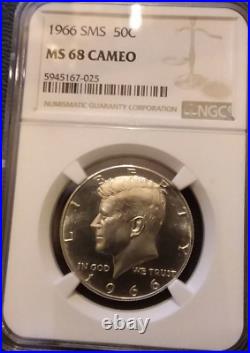 1966 Ngc Ms 68 Cameo Sms Silver Kennedy Half Rare Near Perfect Dpl Cameo