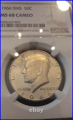 1966 Ngc Ms 68 Cameo Sms Silver Kennedy Half Rare Near Perfect Dpl Cameo