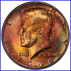 1966 P Kennedy Half Dollar. GORGEOUS Toned UNC example. Insane Rainbow Toning