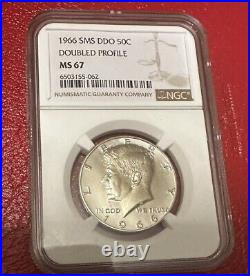 1966 SMS Doubled Profile Kennedy Half Dollar 50C NGC MS67