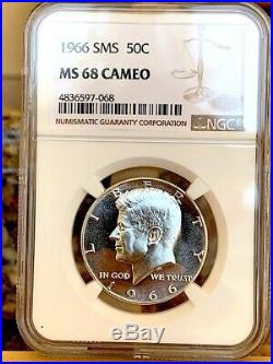 1966 Silver Kennedy NGC SMS 68 Cameo Top Quality! Price Guide $1,180
