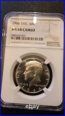 1966 Sms Kennedy Ngc Ms 68 Cameo Silver Half Near Perfect Superb Cameo