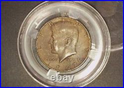 1967 Kennedy 50c Missing Layer obverse missing top layer. 75% Missing Reverse