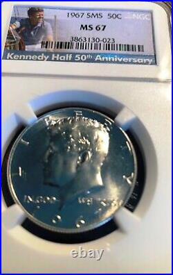 1967 MS67 Kennedy Half Dollar NGC Mint State 67 SMS PORTRAIT LABEL